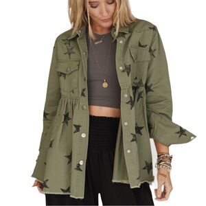 DAVI & DANI Olive with Black Star Utility Jacket